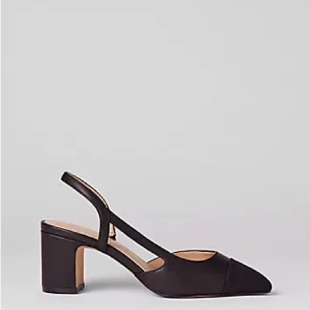 Ann Taylor Leather Cap Toe Slingback Pump - Brand New